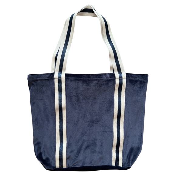 , VICTORIA'S SECRET PINK Velvet Navy Blue Ribbed Large Tote Bag, 18"x13"x4" - Picture 2 of 8